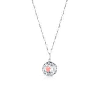 Collana in argento chiama angeli cuore rosa